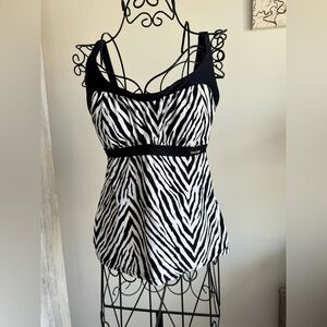 Black and White Zebra Print Women's swim Top